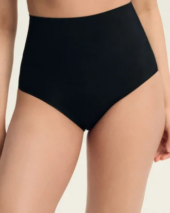 Chiloti modelator cu talie inalta, Negru Silky, Negru