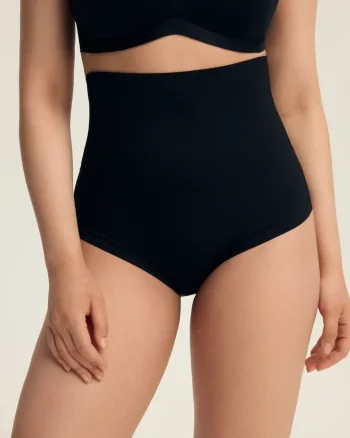 Chiloti modelator cu talie inalta, Negru Smooth, Negru