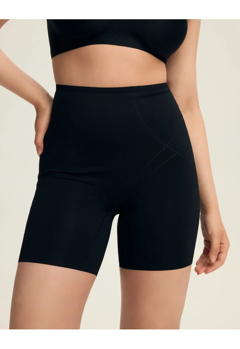 Chiloti modelatori, sorturi cu talie inalta, Negru, Sleeky, Negru