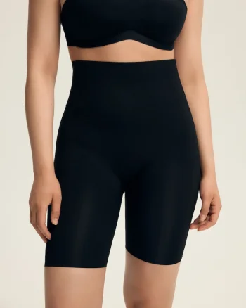 Chiloti modelatori, cu talie inalta, Bej Smooth, Negru