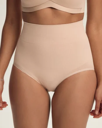 Chiloti modelatori cu talie inalta, Bej, Shrinky, Bej