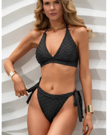Costum de baie 2 piese cu snur "Sports IllustratedBrazilian Body Essentials" - Negru Platinum Brazil