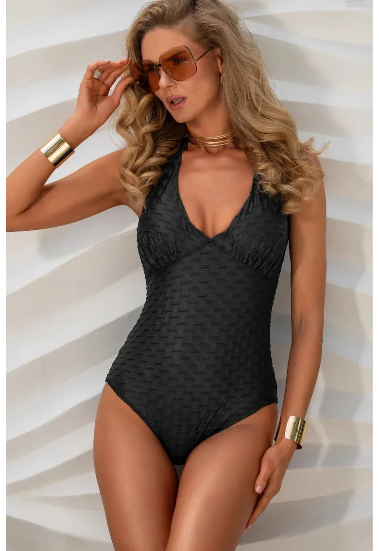 Costum de baie intreg "Halter TopBrazilian Body Essentials" - Negru Platinum Brazil