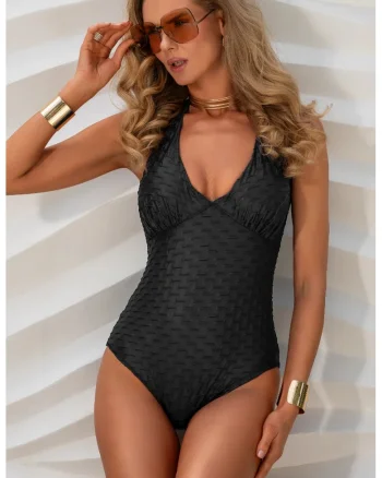 Costum de baie intreg "Halter TopBrazilian Body Essentials" - Negru Platinum Brazil