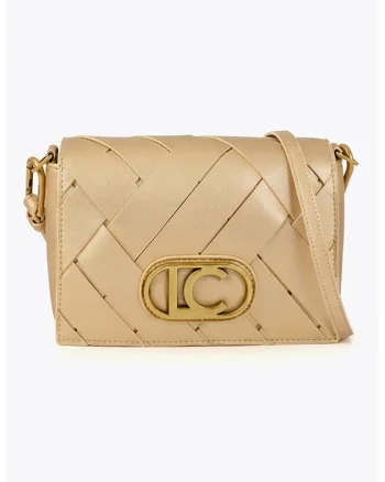 Geanta crossbody cu model uni, Auriu