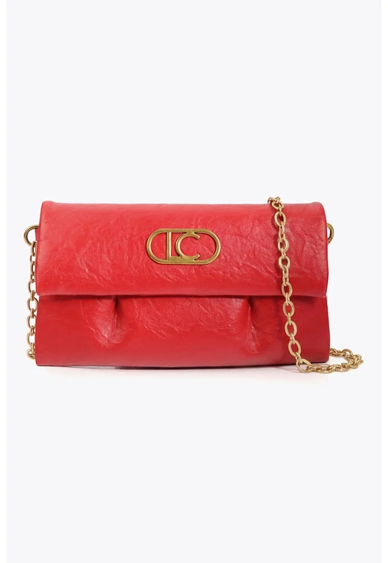Geanta crossbody din piele ecologica cu lant, Rosu