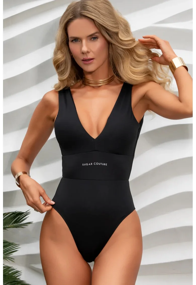 Costum de baie intreg “The Signature Brazilian Body” cu decolteu in V - Negru