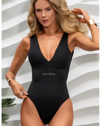 Costum de baie intreg “The Signature Brazilian Body” cu decolteu in V - Negru