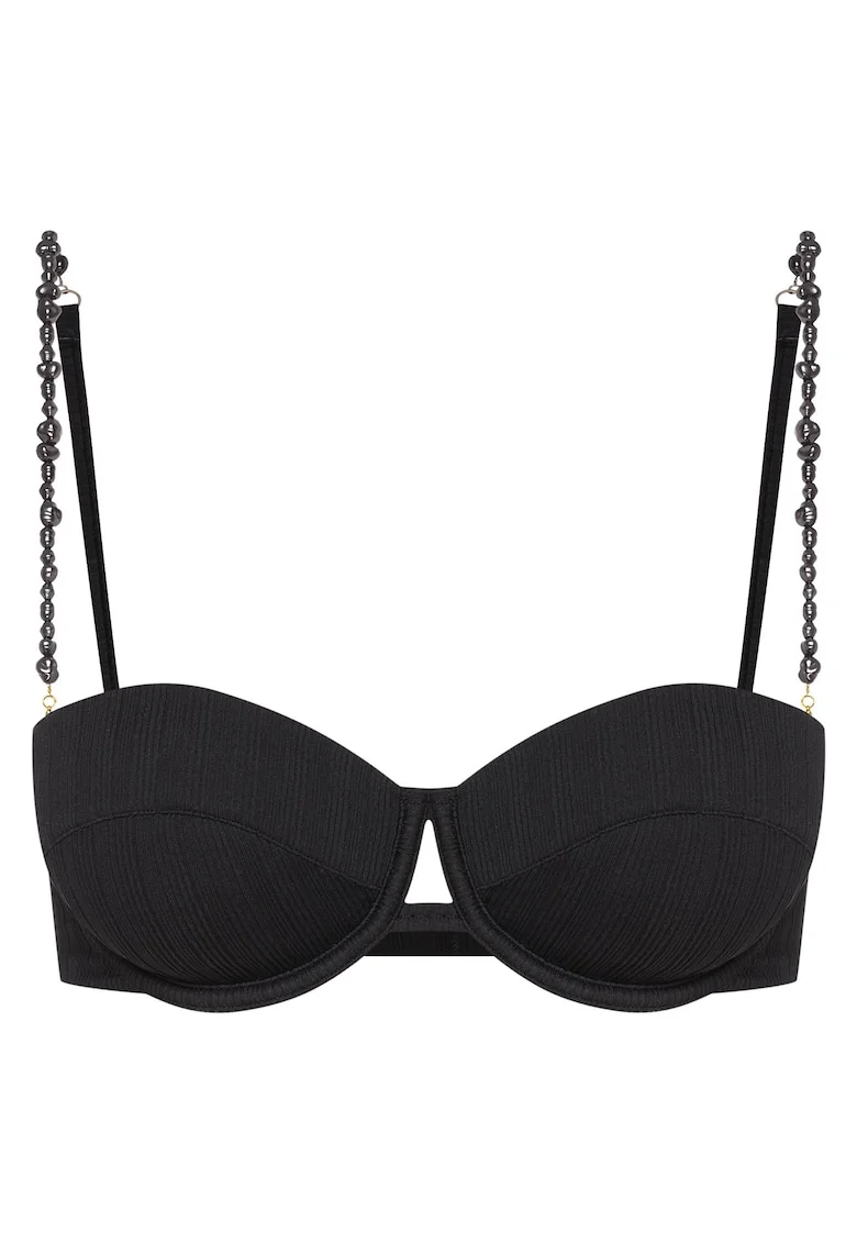 Sutien de baie tip push-up Alb Pearl, Negru