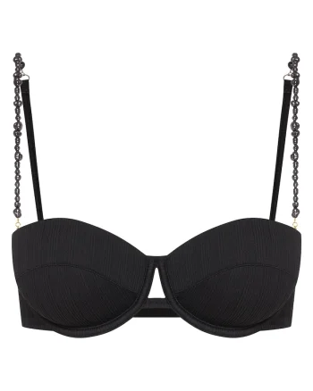 Sutien de baie tip push-up Alb Pearl, Negru