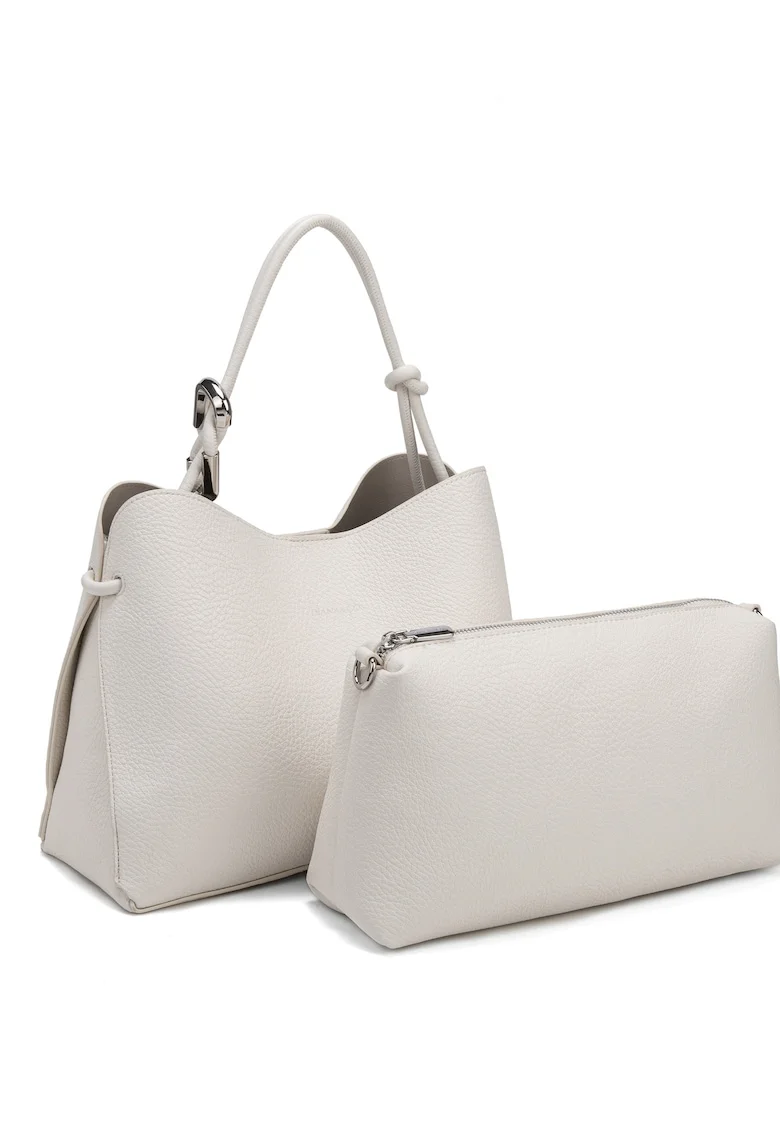Geanta crossbody de piele ecologica cu etui detasabil Elora Lux, Bej