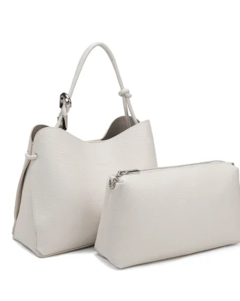 Geanta crossbody de piele ecologica cu etui detasabil Elora Lux, Bej