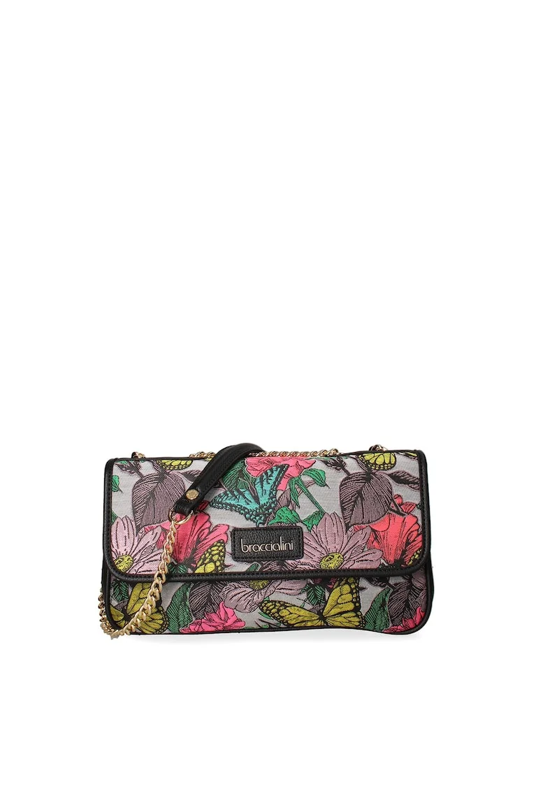 Geanta crossbody cu segmente cu model Bardonia, Gri/Galben/Portocaliu
