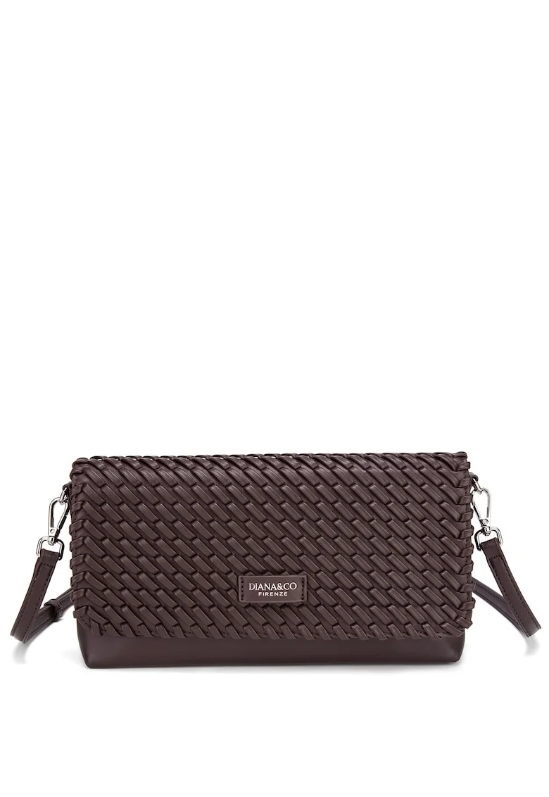 Geanta crossbody de piele ecologica cu aspect texturat Eirwen, Maro inchis