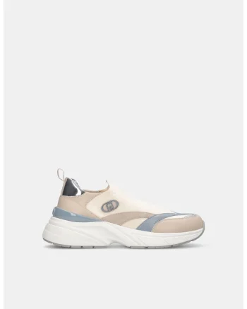 Pantofi sport slip-on cu garnituri din piele, Bej