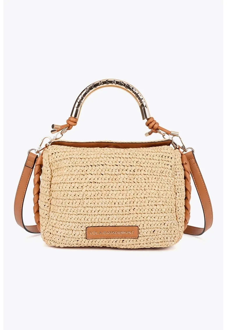 Geanta crossbody din material textil, Crem