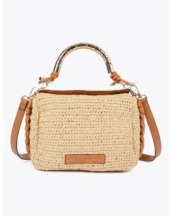 Geanta crossbody din material textil, Crem