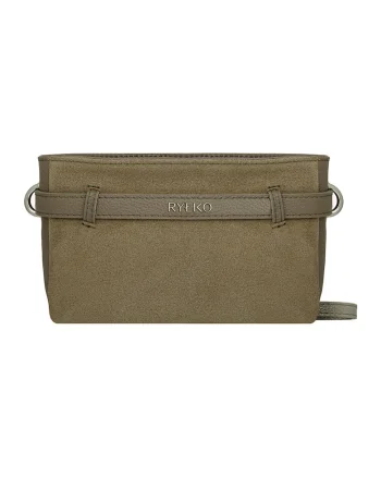 Geanta crossbody din piele cu detaliu logo, Verde masliniu