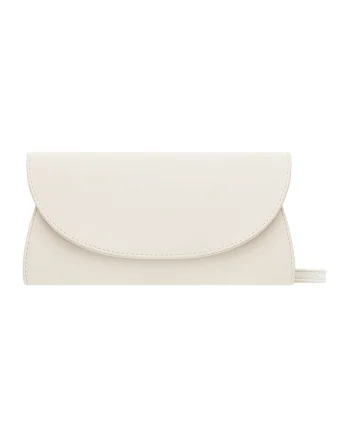 Geanta crossbody din piele si piele intoarsa, Alb murdar