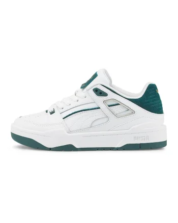 Pantofi sport de piele cu garnituri de piele intoarsa Slipstream, Alb/Verde englez