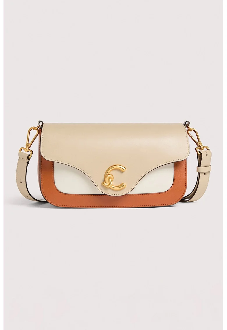 Geanta crossbody din piele C-Me, Caramel/Crem
