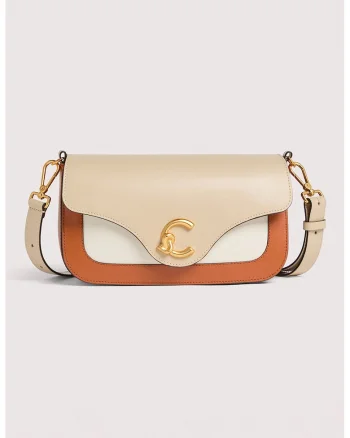 Geanta crossbody din piele C-Me, Caramel/Crem