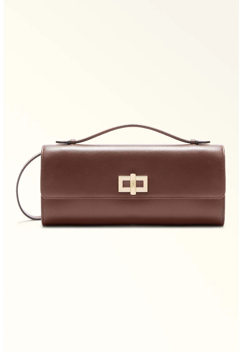 Geanta crossbody de piele Clara, Maro inchis