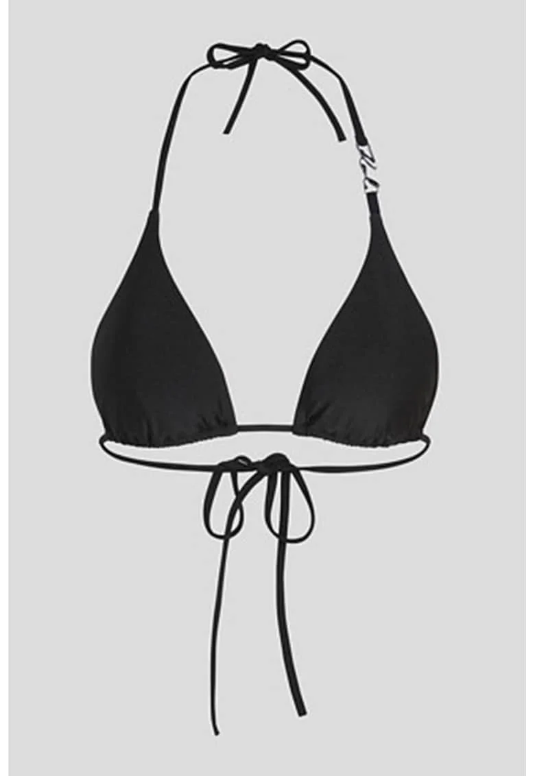 Sutien cu cupe triunghiulare si model uni, Negru