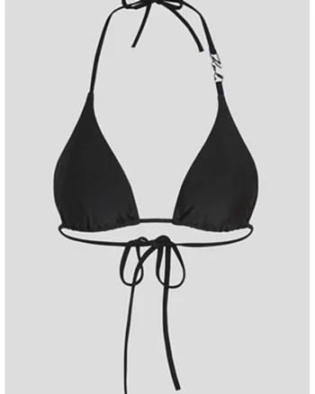 Sutien cu cupe triunghiulare si model uni, Negru