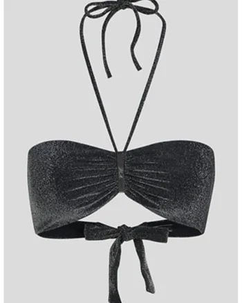 Sutien bandeau ajustabil, Negru/Argintiu