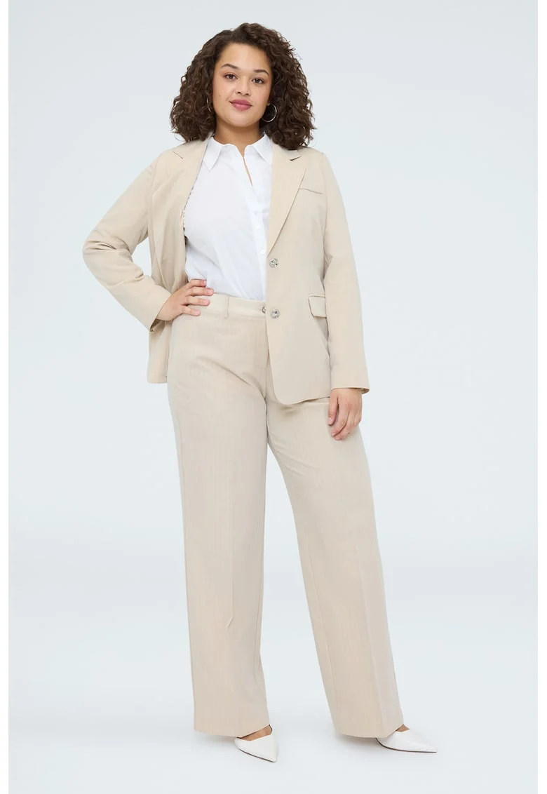 Pantaloni drepti cu pensa, Crem