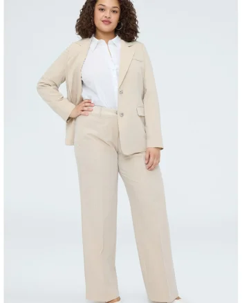 Pantaloni drepti cu pensa, Crem