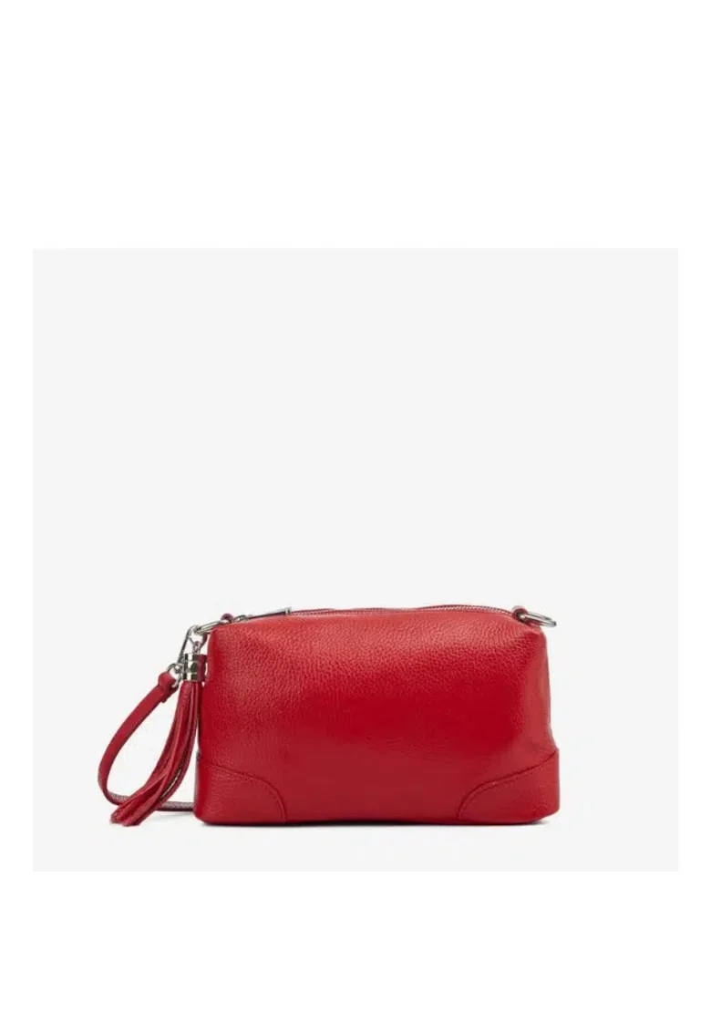 Crossbody dama din piele naturala  Altera - Rosu aprins, 28 x 14 x 13 cm