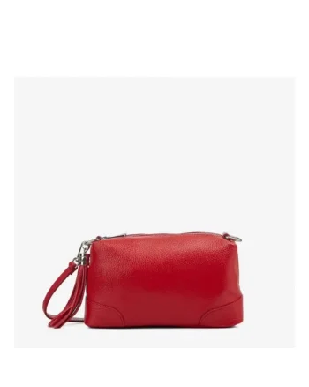 Crossbody dama din piele naturala  Altera - Rosu aprins, 28 x 14 x 13 cm