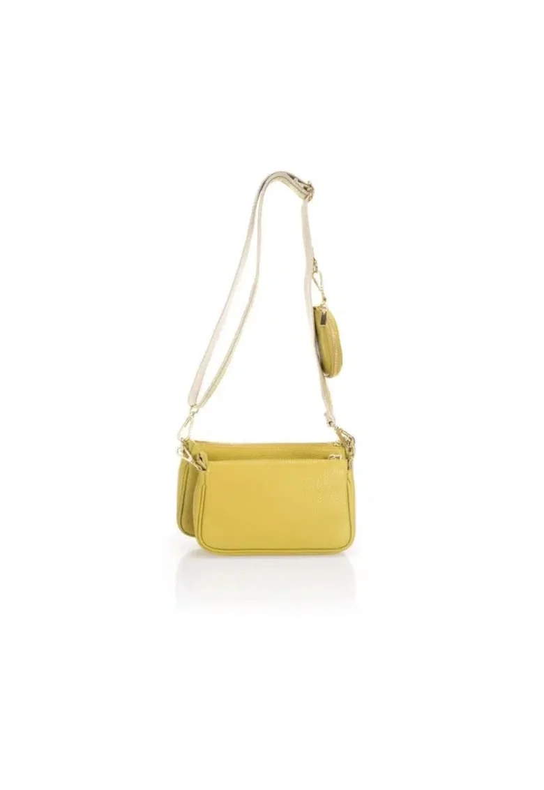 Crossbody dama din piele naturala  Zaira, Galben lamaie