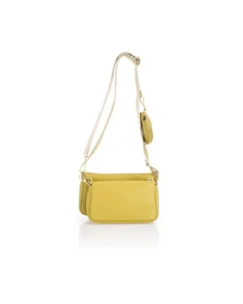 Crossbody dama din piele naturala  Zaira, Galben lamaie