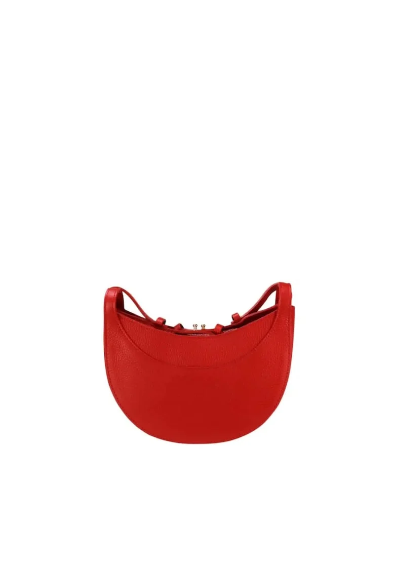 Crossbody dama din piele naturala  Afina, Rosu, 24 x 15 x 8 cm