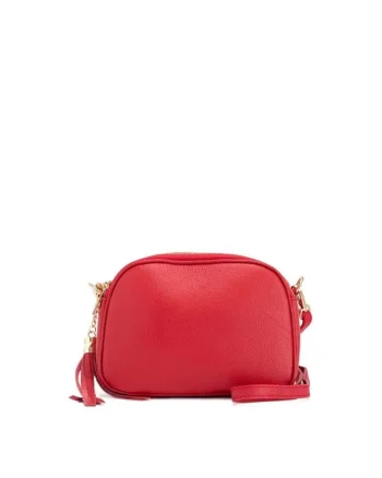 Crossbody dama din piele naturala  Vanda, Rosu, 22 x 17 x 7 Cm