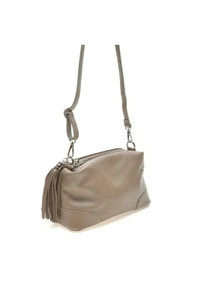 Crossbody dama din piele naturala  Altera, Maro taupe, 28 x 14 x 13 cm