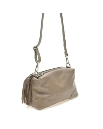 Crossbody dama din piele naturala  Altera, Maro taupe, 28 x 14 x 13 cm