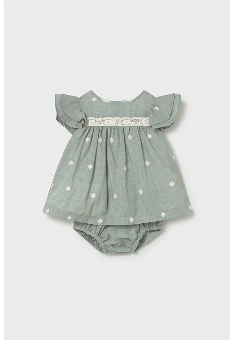 Set de rochie evazata si chiloti - 2 piese, Verde sparanghel