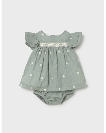 Set de rochie evazata si chiloti - 2 piese, Verde sparanghel