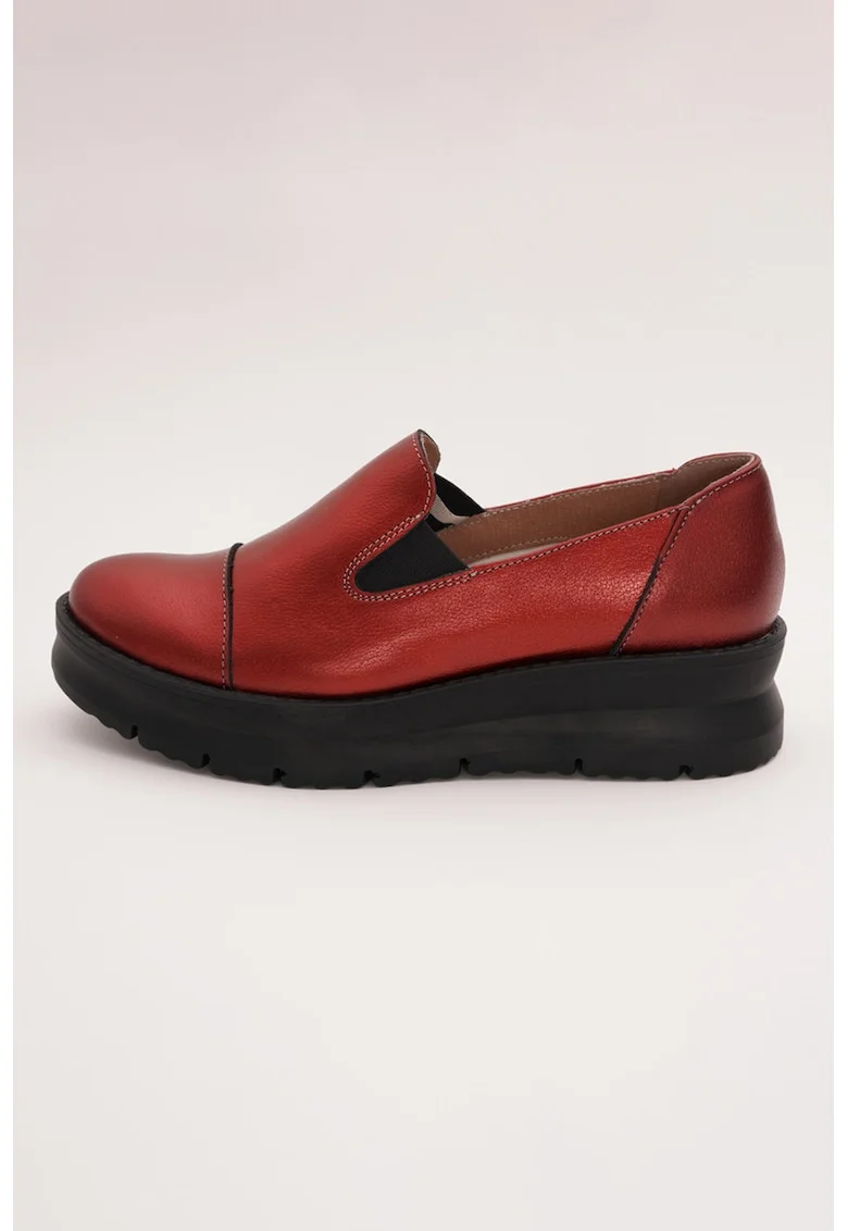 Pantofi slip-ons cu talpa masiva, Rosu inchis