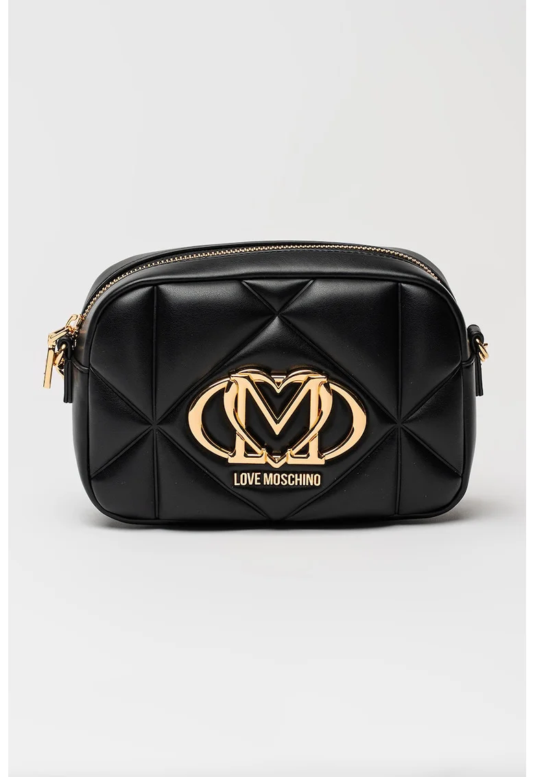 Geanta crossbody cu aspect matlasat, Negru