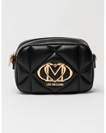 Geanta crossbody cu aspect matlasat, Negru