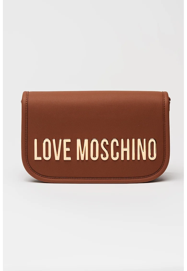 Geanta crossbody de piele ecologica cu clapa, Maro scortisoara