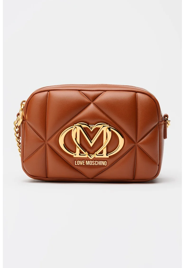 Geanta crossbody cu aspect matlasat, Maro cognac
