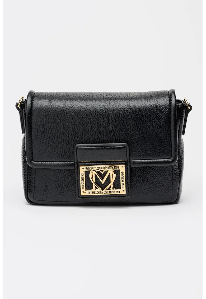 Geanta crossbody de piele ecologica cu bareta detasabila si ajustabila, Negru