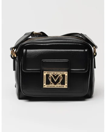 Geanta crossbody de piele ecologica cu buzunar frontal cu clapa, Negru
