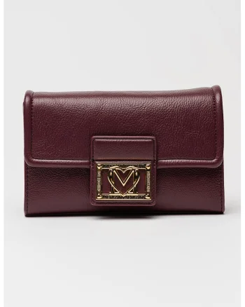 Geanta crossbody din piele ecologica cu logo metalic, Violet tyrian